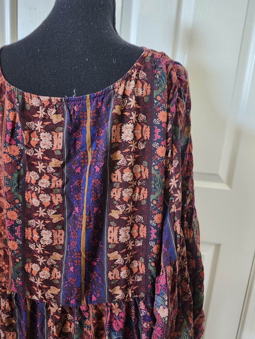 Natural Life Bohemian Floral Tiered Maxi Dress - Burgundy Multi Xxl - Picture 15 of 16